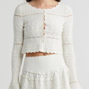 NWOT LoveShackFancy Media Pointelle Knit Cardigan in size S